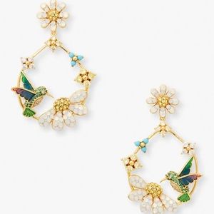Kate Spade dazzling daisy hummingbird statement hoops